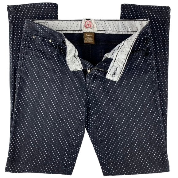 Vintage Chor 90’s black w/white Swiss polka dot jeans  - size 9 - Picture 6 of 11